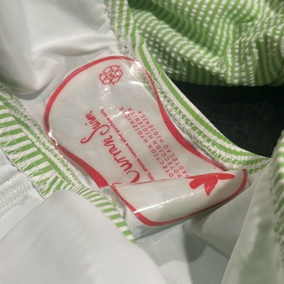 NWT Lisa Curran Green White Stripe Ivy High Waist Bikini Bottom Size Medium - Picture 5 of 7